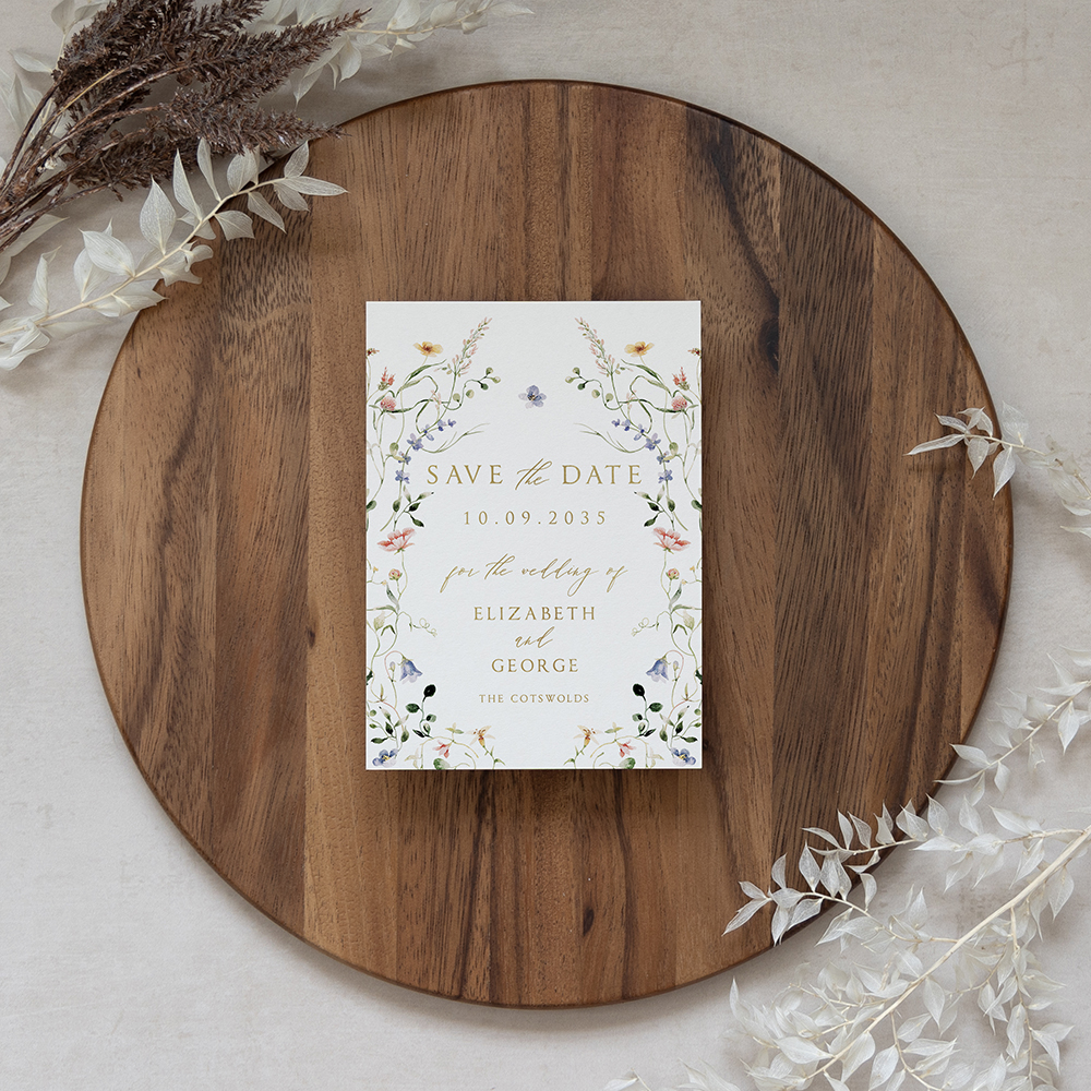 Vintage Botanical Gold Foil Save the Date